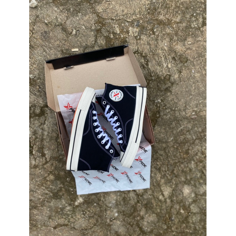 sepatu sneakers pria wanita xpreme footwear clasic 70s black white high original - sepatu sneakers pria - sepatu sekola