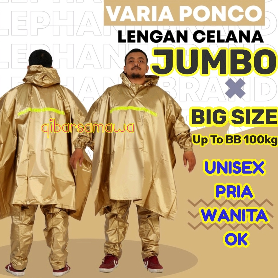 Jas Hujan Ponco + Celana  TEBAL &amp; BESAR Elephant Brand Varia Dan Ibex Tribal