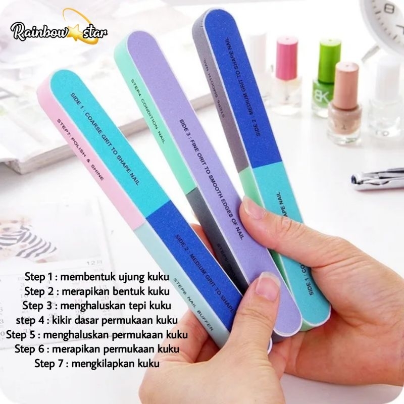 Nail Buffer 7 Sisi / Alat Nail Art  Pengkilap Kuku 7 Step Manicure Buffer