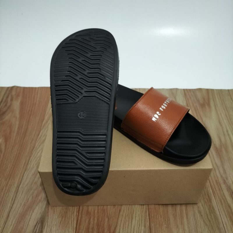 Sandal slide slop pria kulit sapi asli rubber premium NDC leather