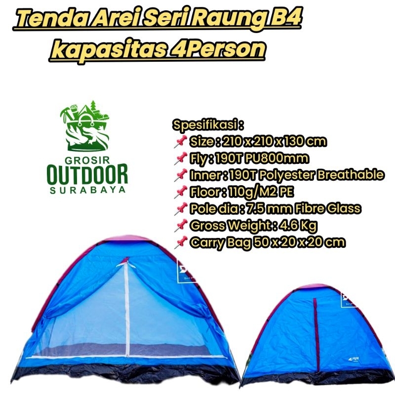Tenda Arei Raung Original Single layer 210*210 5-6 Person/Tenda Camping Rei