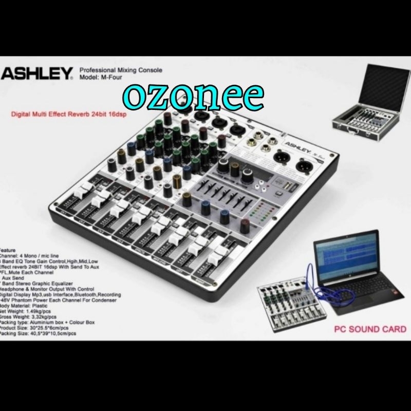 MIXER AUDIO ASHLEY M FOUR 4 CH FREE KOPER USB RECORDING BLUETOOTH ORI