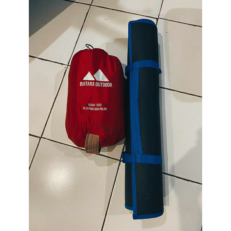 PAKET ALAT CAMPING - SLEEPING BAG POLAR DAN MATRAS HITAM