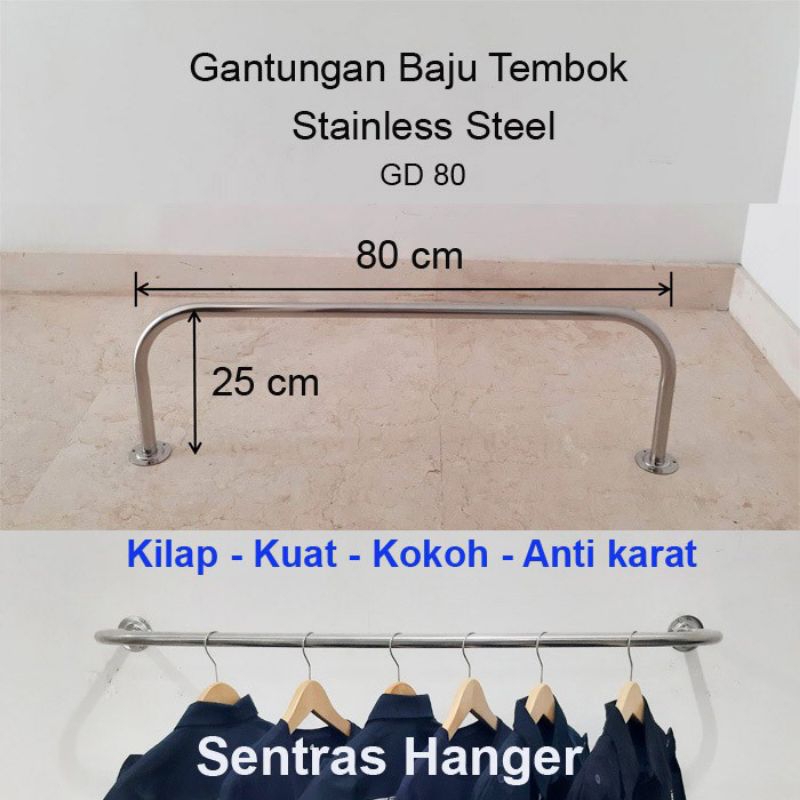 Gantungan Baju Stainless 80 cm