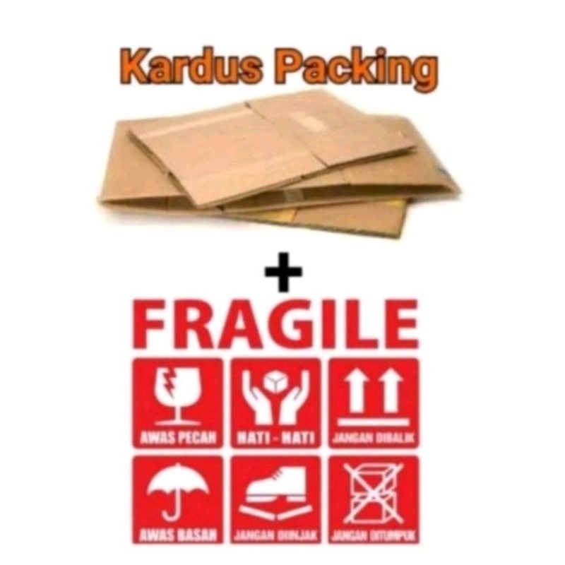 

Kardus + sticker Fragile untuk Packing tambahan snack