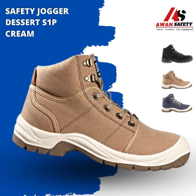 Sepatu Safety Jogger Dessert S1P Cream Original