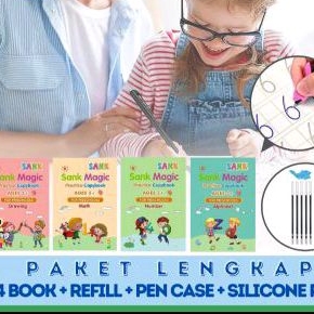

buku magic buku pintar belajar menulis reusable untuk anak 3+/ 1 set 4 buku