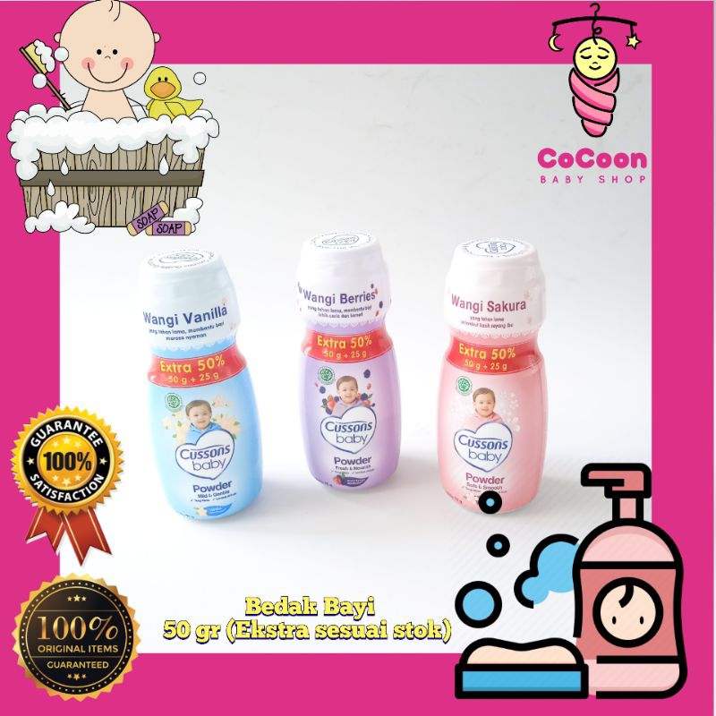 Bedak Bayi Cusson Cussons Baby Powder Vanila Sakura Berries 50 g 50gr