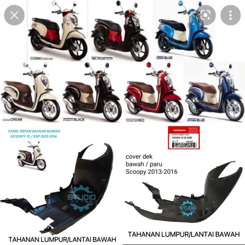 6434AK16A00 Tahanan Lumpur / Lantai Bawah Dek Bawah Cover Under Kolong Scoopy Fi / ESP 2014 2015 2016 Talang Air / Panel Depan Bagian Bawah Paru Kap Original