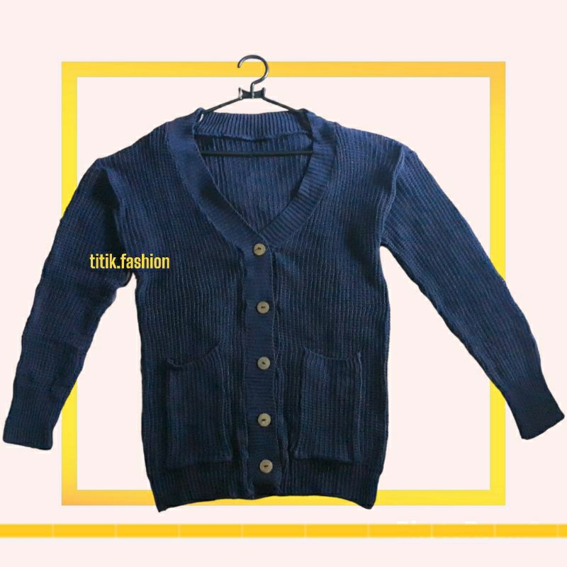 Cardigan Rajut Tebal Biru Dongker / Sweater Wanita Over Size / Outer Wanita Over Size / Knitwear