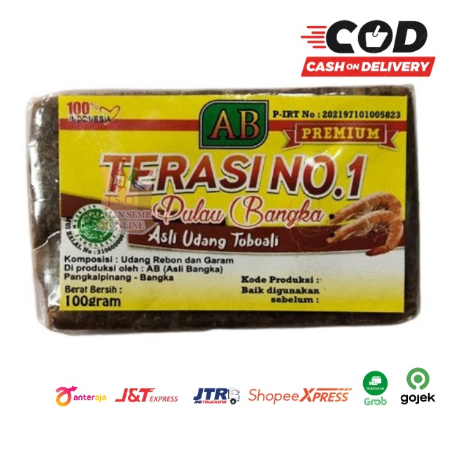 

TERASI bangka no 1 CAP AB premium asli udang toboali 100gr murah