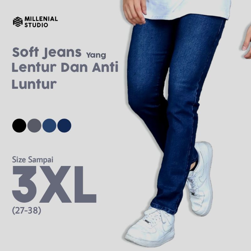 Millenial X Bapin Celana Jeans Panjang Pria Slimfit | Celana Denim Premium | Long Denim Original