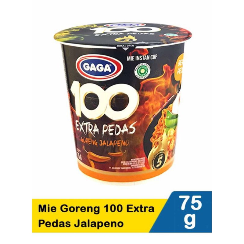 GAGA Mie Instan Cup Extra Pedas Japaleno 75 G