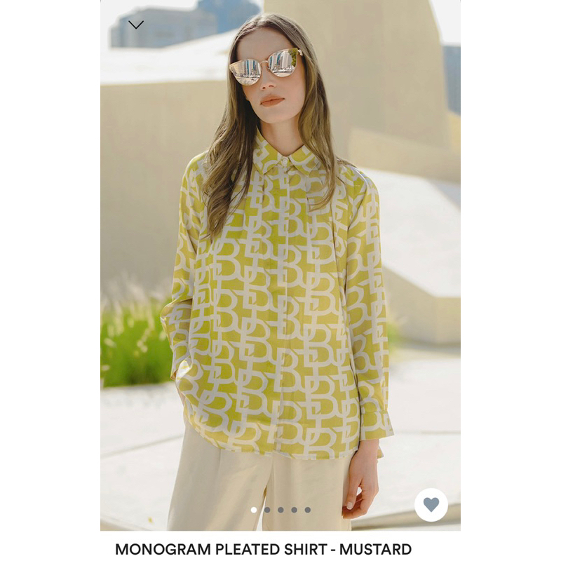 Monogram Pleated Shirt - Mustard - S Benang Jarum