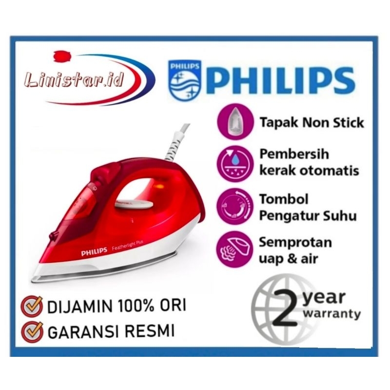 PHILIPS setrika uap GC1424/GC1424 MERAH/PHILIPS GC1424/SETRIKA UAP / STEAM IRON PHILIPS  GC1424 / GC
