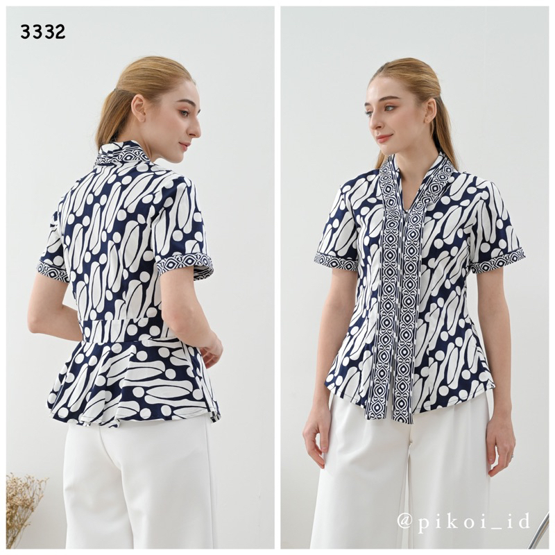 Baju batik wanita / atasan batik cewek / seragam batik kantor / blouse katun batik modern 292 pendek