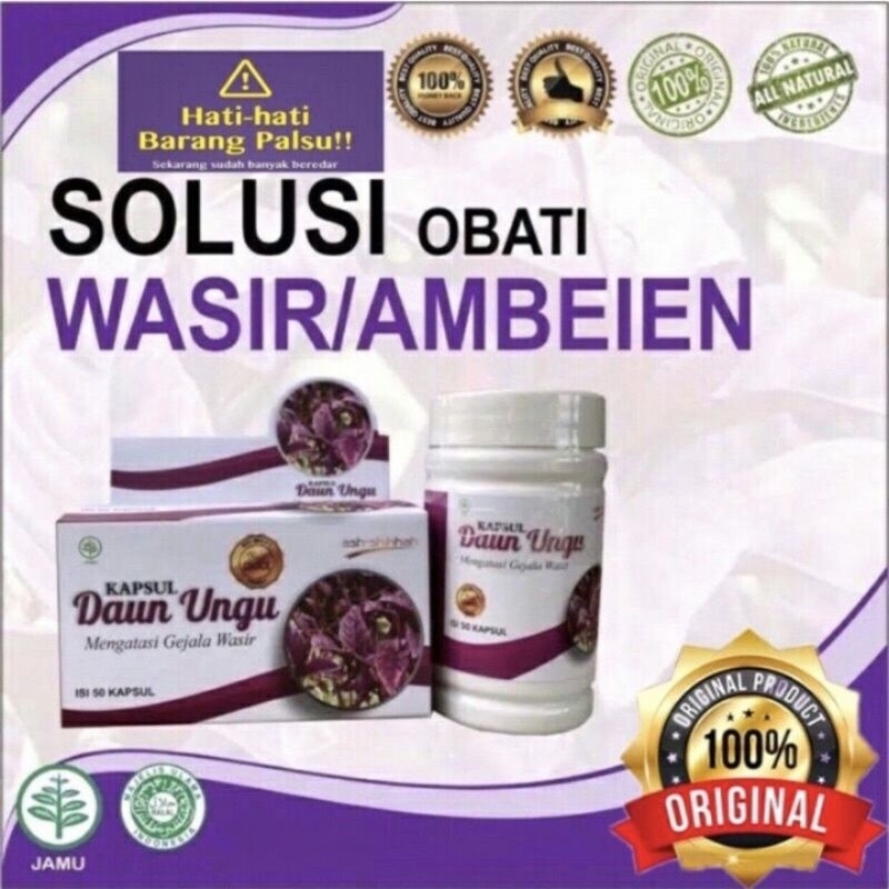 kapsul herbal daun ungu ORIGINAL obat untuk wasir ambeien ambeyen ampuh