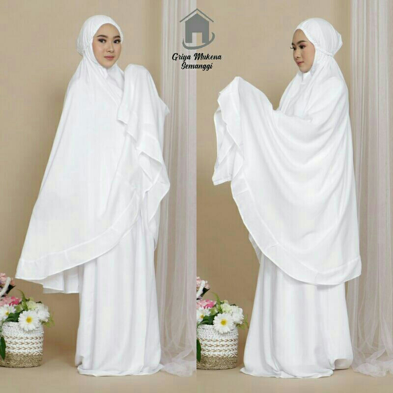 Mukena Plain Renda Putih
