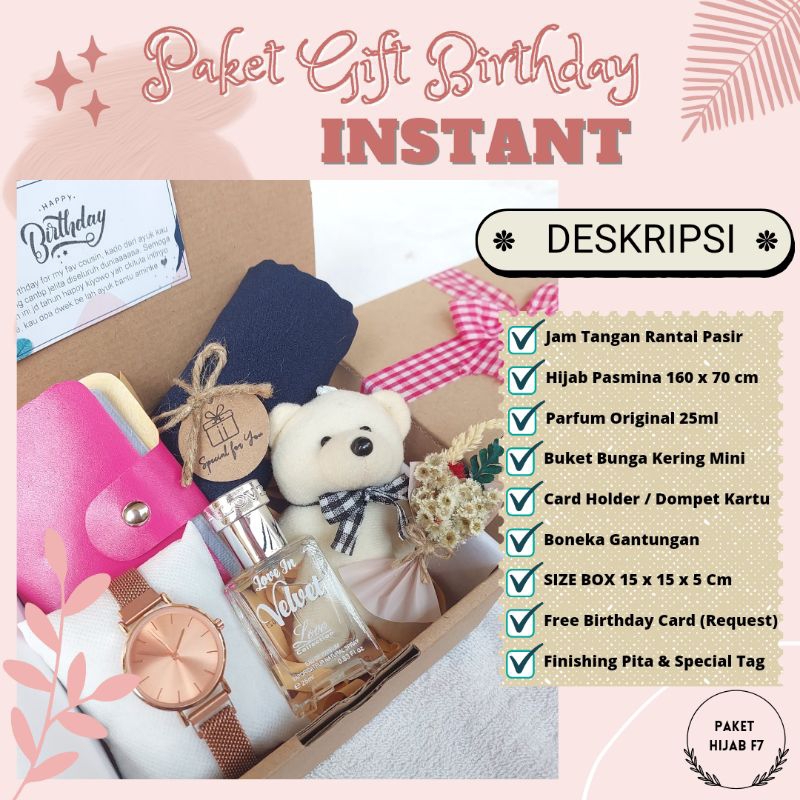 (MEDIUM HIJAB) Set Gift Box Hampers Cewek Birthday Pasmina