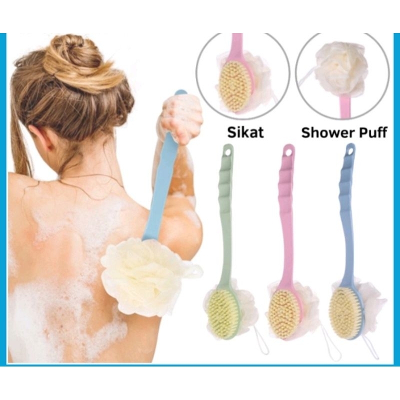 SIKAT GOSOK PUNGGUNG SHOWER PUFF 2 IN1