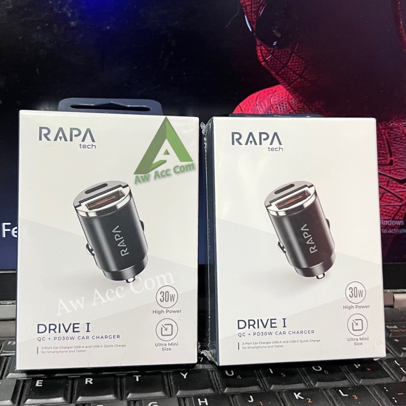 CAR CHARGER Original Rapa Tech DUAL PORT USB 30W PD SUPER FAST CHARGING 30 WATT CHARGER MOBIL (DRIVE I MB-1010)