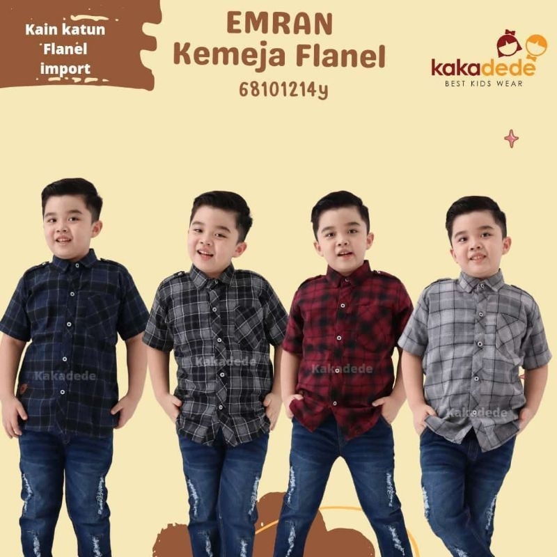 Kemeja Flanel Pendek Kakadede - emran kemeja flanel Size  6 8 10 12 14th