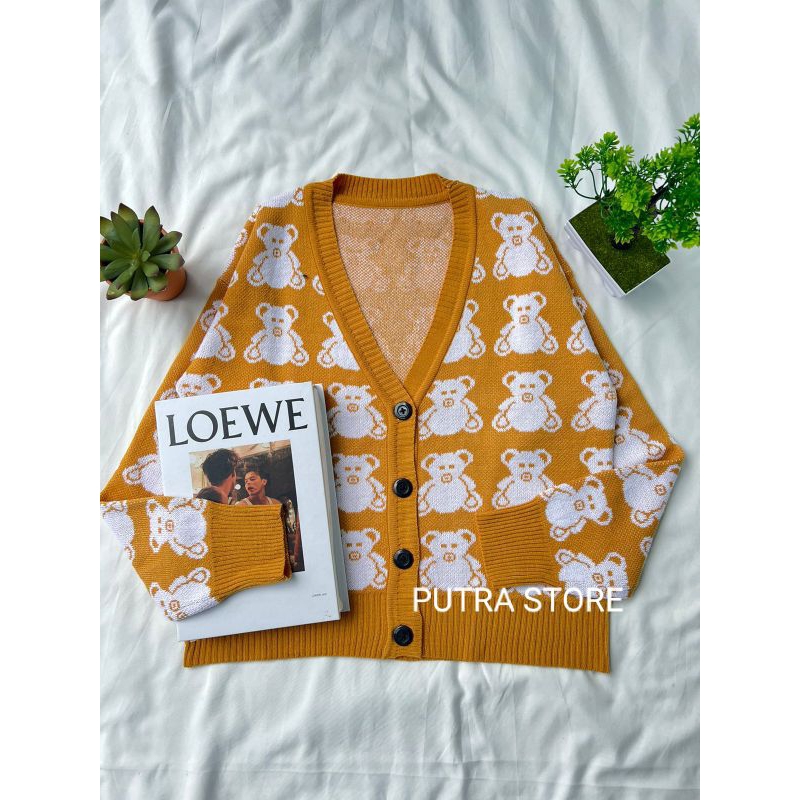 LITA CROP CARDI MOTIF BERUANG//ATASAN RAJUT WANITA