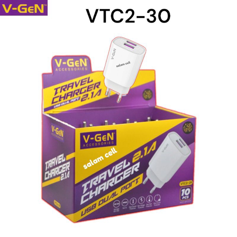 kepala Charger Vgen VTC2-30 1Kotak isi 10pcs Original Vgen Vtc2 30 Garansi Resmi