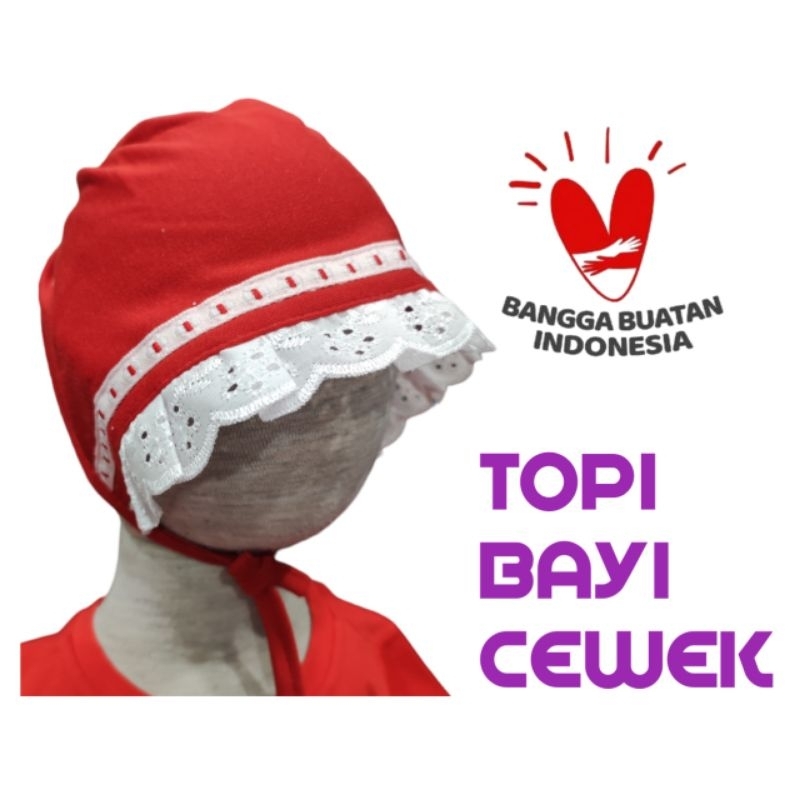 TOPI BAYI PEREMPUAN MOTIF RENDA LUCU BAHAN KATUN/ TOPI BABY/ TOPI BAYI BARU LAHIR/ TOPI NEW BORN/ TO