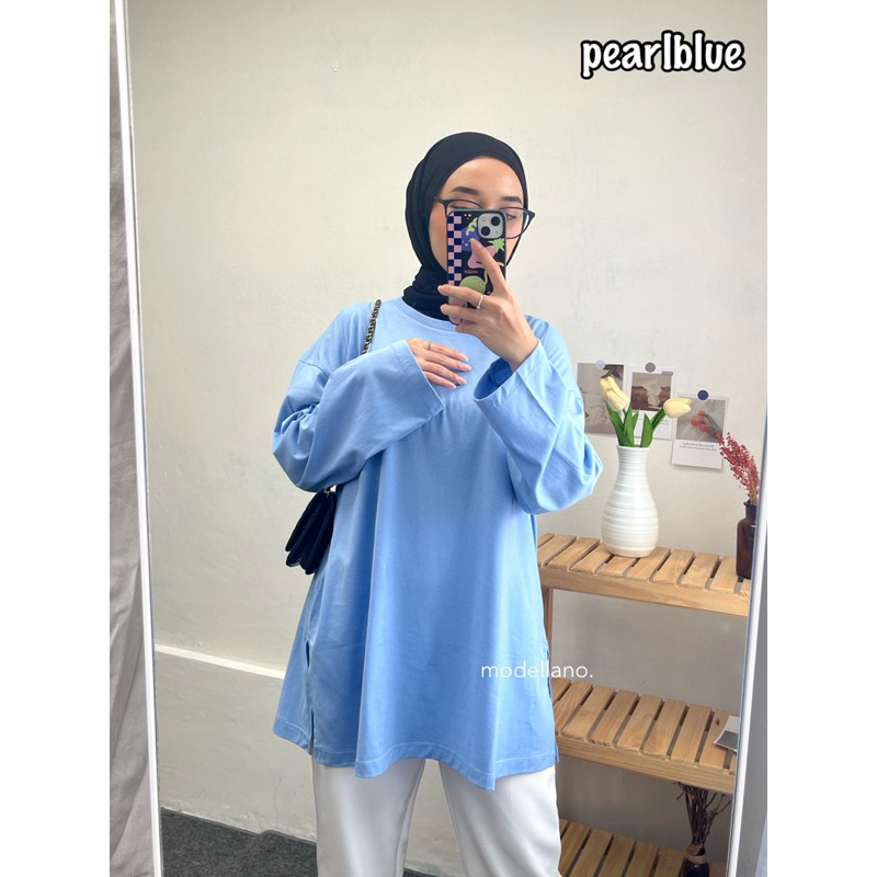 KAOS POLOS OVERSIZED LORA TOP LONG SLEEVE LENGAN PANJANG COTTON COMBED BIGSIZE JUMBO MUSLIMAH