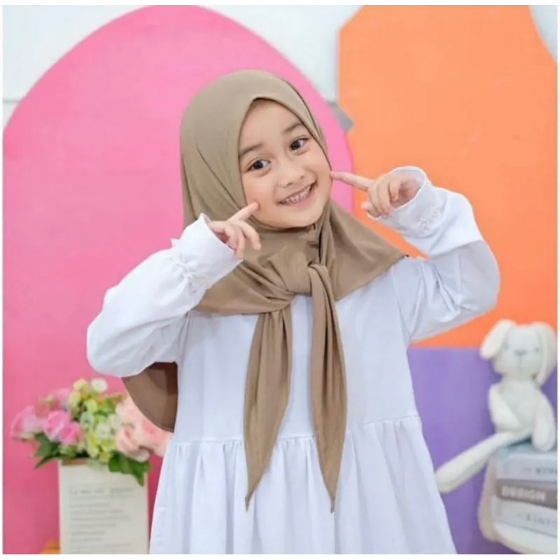 Hijab Bergo Instan Segitiga Jersey Remaja 7 ~ 13 tahun