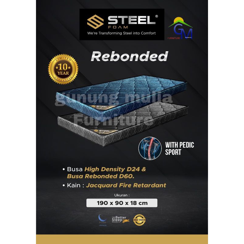 Matras Tilam Kasur Busa Rebonded Steel Foam Tempat Tidur Mattress Berkualitas