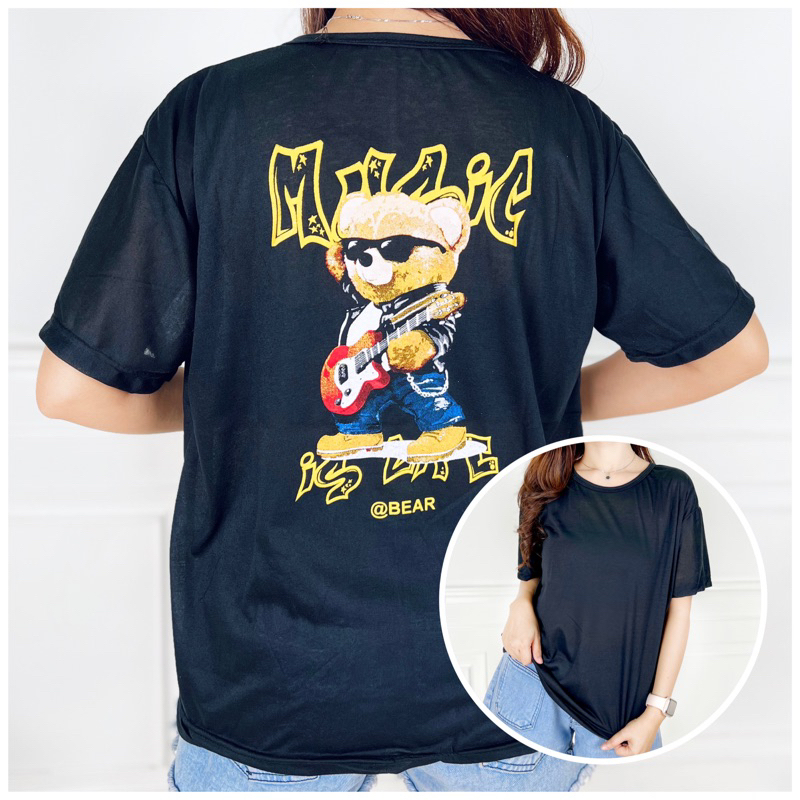 AFI - MC - Kaos Oversize Wanita Bear Music (LD 106, P 55)