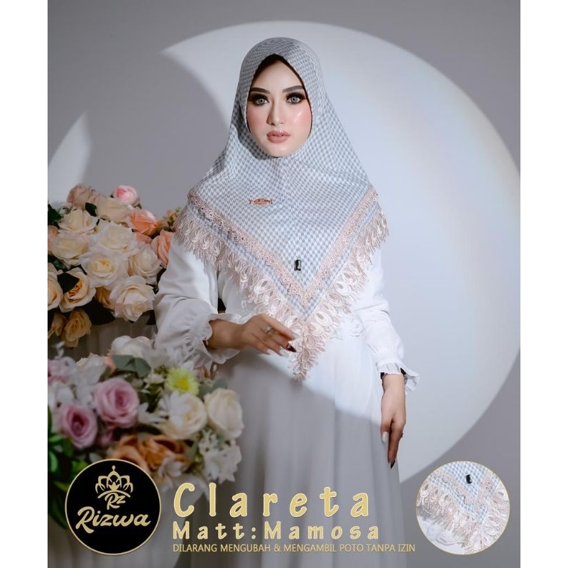 (Rizwa Hijab) CLARETA •jilbab instan jersey mamosa•hijab instan