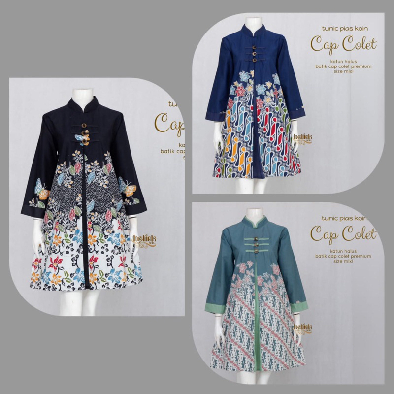 TUNIK CAP COLET TUNIK KEKINIAN BATIK KANTORAN TUNIC PIAS KOIN