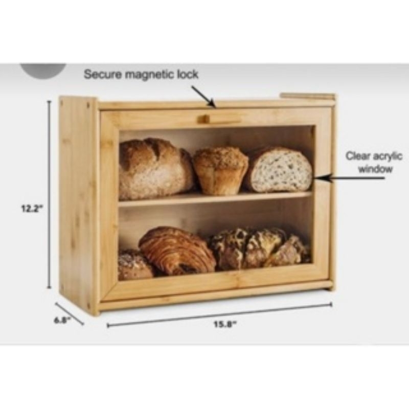 Natural Bread Box/Kotak Roti Organizer Kayu