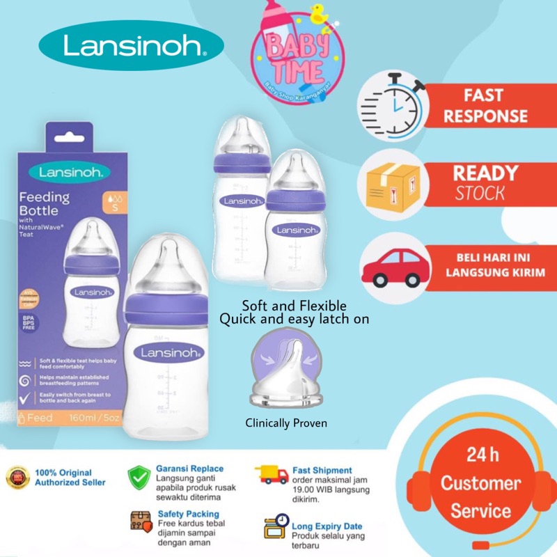 Lansinoh Feeding Bottle With NaturalWave Teat / Botol Susu