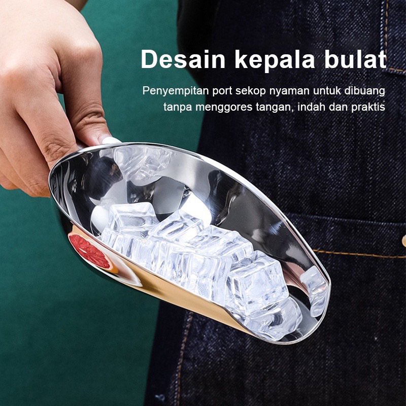 Sendok Sekop Es Batu Stainless - Sekop Es/Skop Tanah- Sekop Biji Kopi Gula Serbaguna