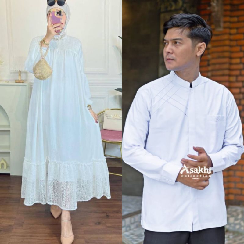COUPLE DRESS MALIKA CRINCLE kombinasi Brokat