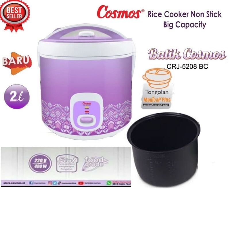 Magic Com Cosmos 2 Liter CRJ 5208BC Rice cooker Cosmos 5208 BC Penanak Nasi