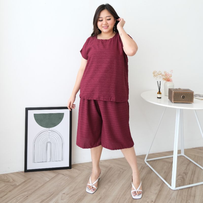 babydool 7/8 jumbo bahan lady crush/babydool super jumbo/setelan wanita 3/4 jumbo/baju santai jumbo/setelan wanita ld 130 cm