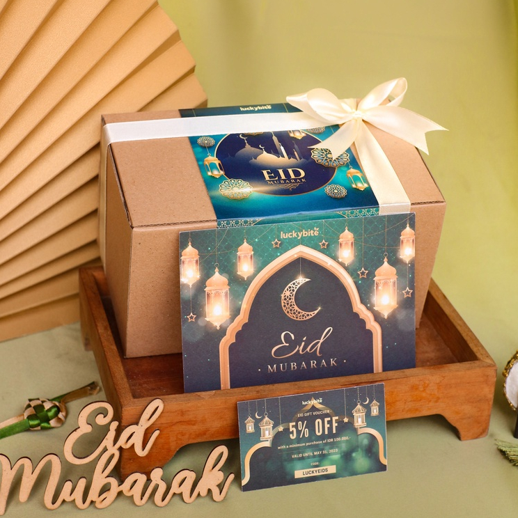 Hampers Lebaran Idul Fitri / Parcel Lebaran (Ramadhan) / Eid Hampers - Cookies 2 Jar + FREE KARTU + PITA + VOUCHER + BUBBLE WRAP | LUCKYBITE