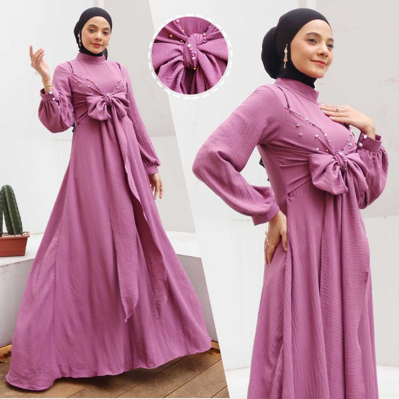 GAMIS WANITA VARIASI MUTIARA DEPAN - BAHAN RAYON KRINGKLE