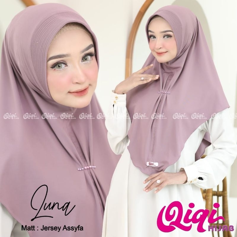 (Qiqi Hijab) LUNA •jilbab instan jersey premium•jilbab instan pet payet depan