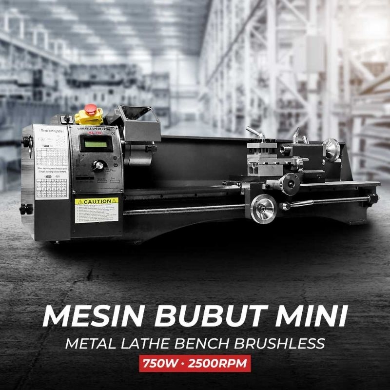 VEVOR Mesin Bubut Mini Metal Lathe Bench Brushless 750W 2500RPM - MX-750 Gray