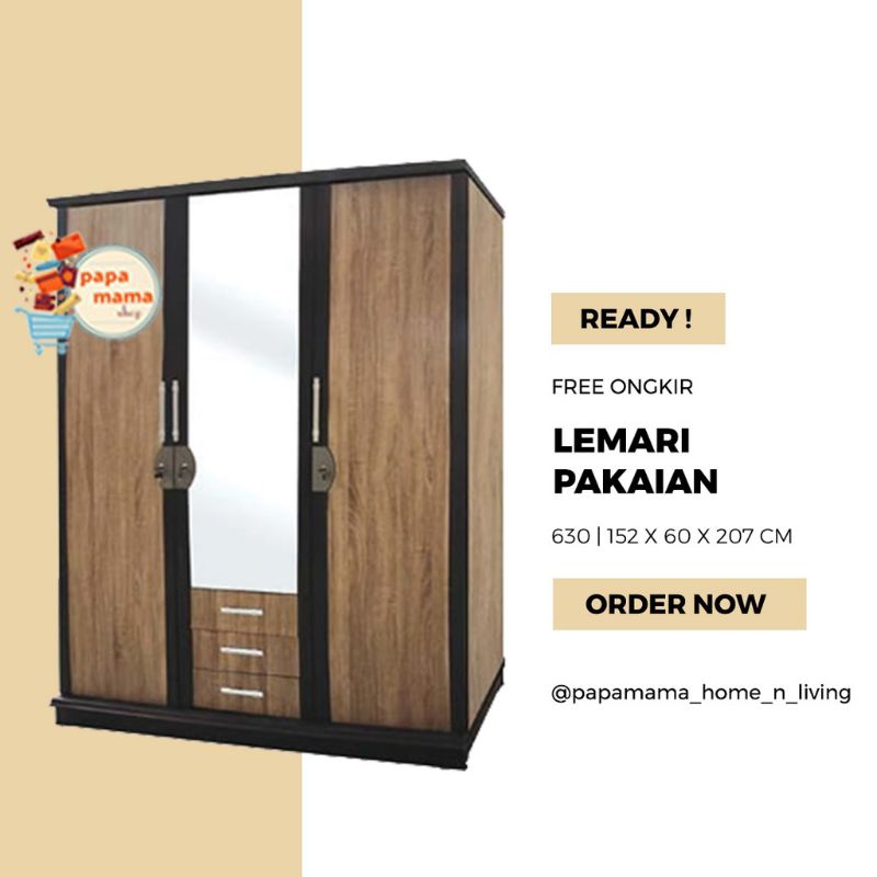 Lemari Pakaian 3 Pintu kayu - Lemari Pakaian Jumbo Murah - Medan