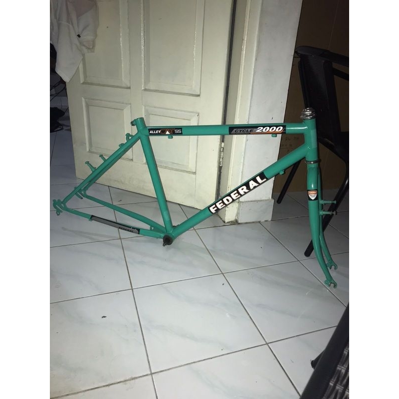 sepeda dewasa MTB frame fork 26 warna hijau decal federal