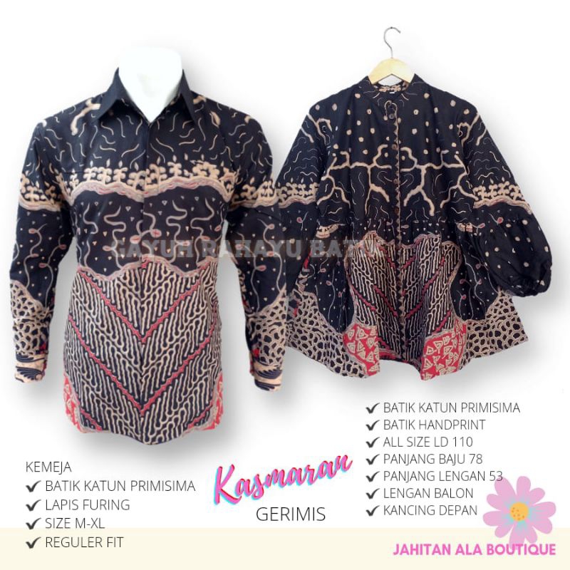 couple blus kasmaran gerimis batik solo blus batik dan kemeja pria