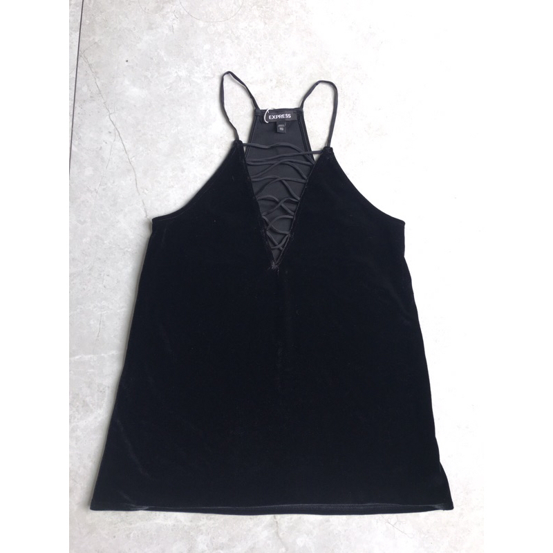 L123 - Express Velvet lace up Tank Top