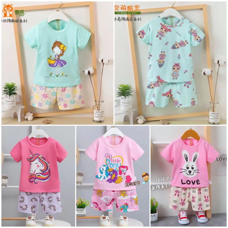 Setelan Anak Import Ku bao Pendek Girl 9